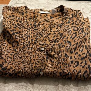 Leopard Print Blouse w/ gold thread